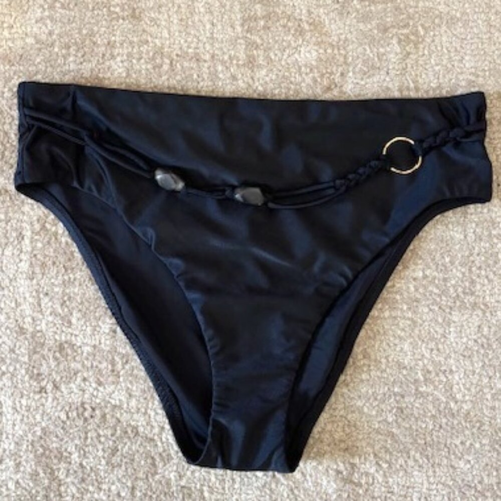 Red Carter Bikini Bottom with Beaded Belt